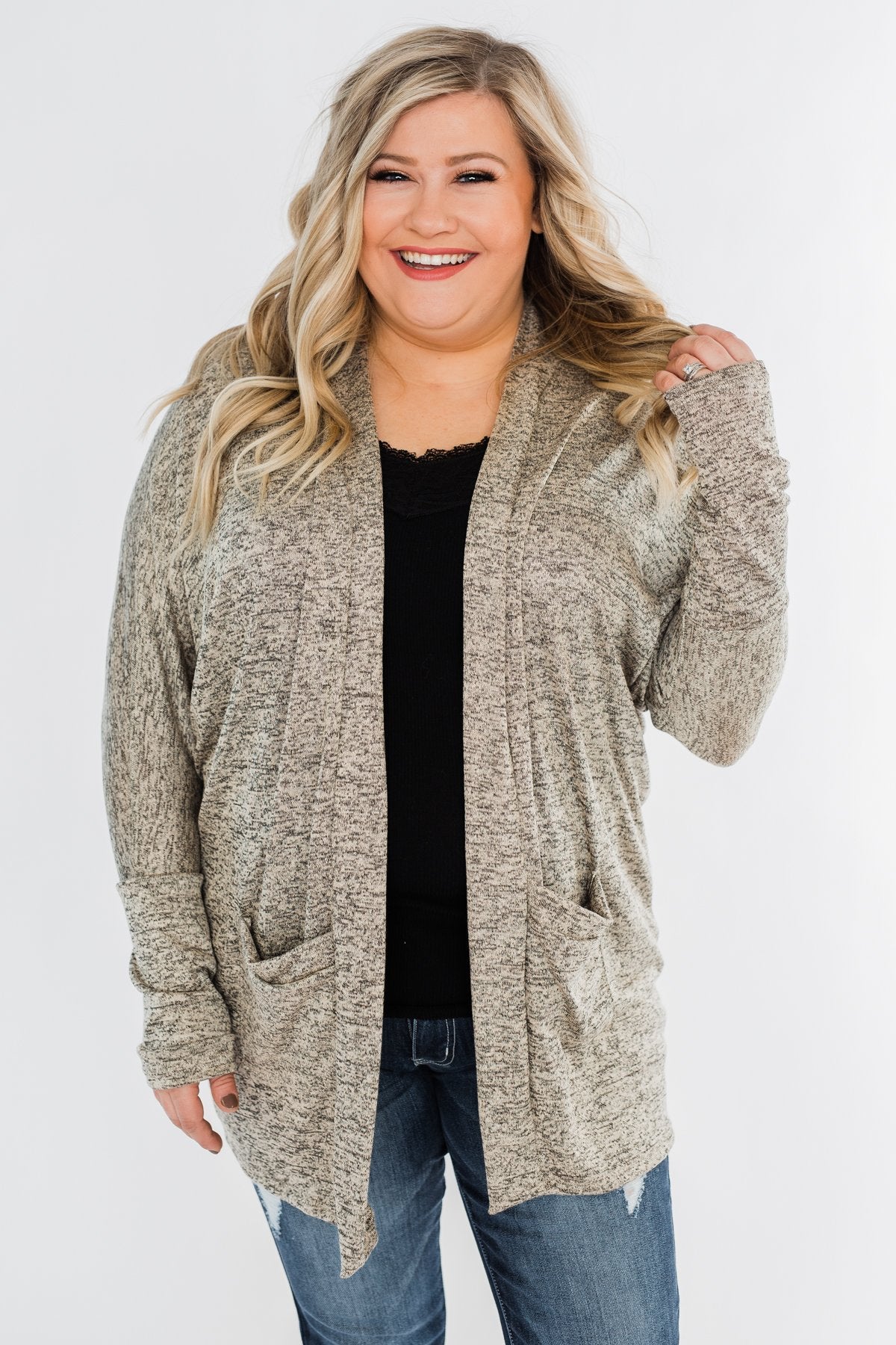 In Your Heart Dolman Cardigan- Heathered Beige