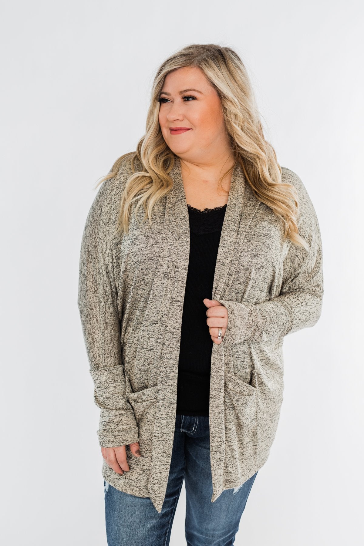 In Your Heart Dolman Cardigan- Heathered Beige