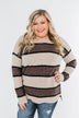 Oh So Soft Striped Knit Sweater- Mocha