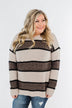 Oh So Soft Striped Knit Sweater- Mocha