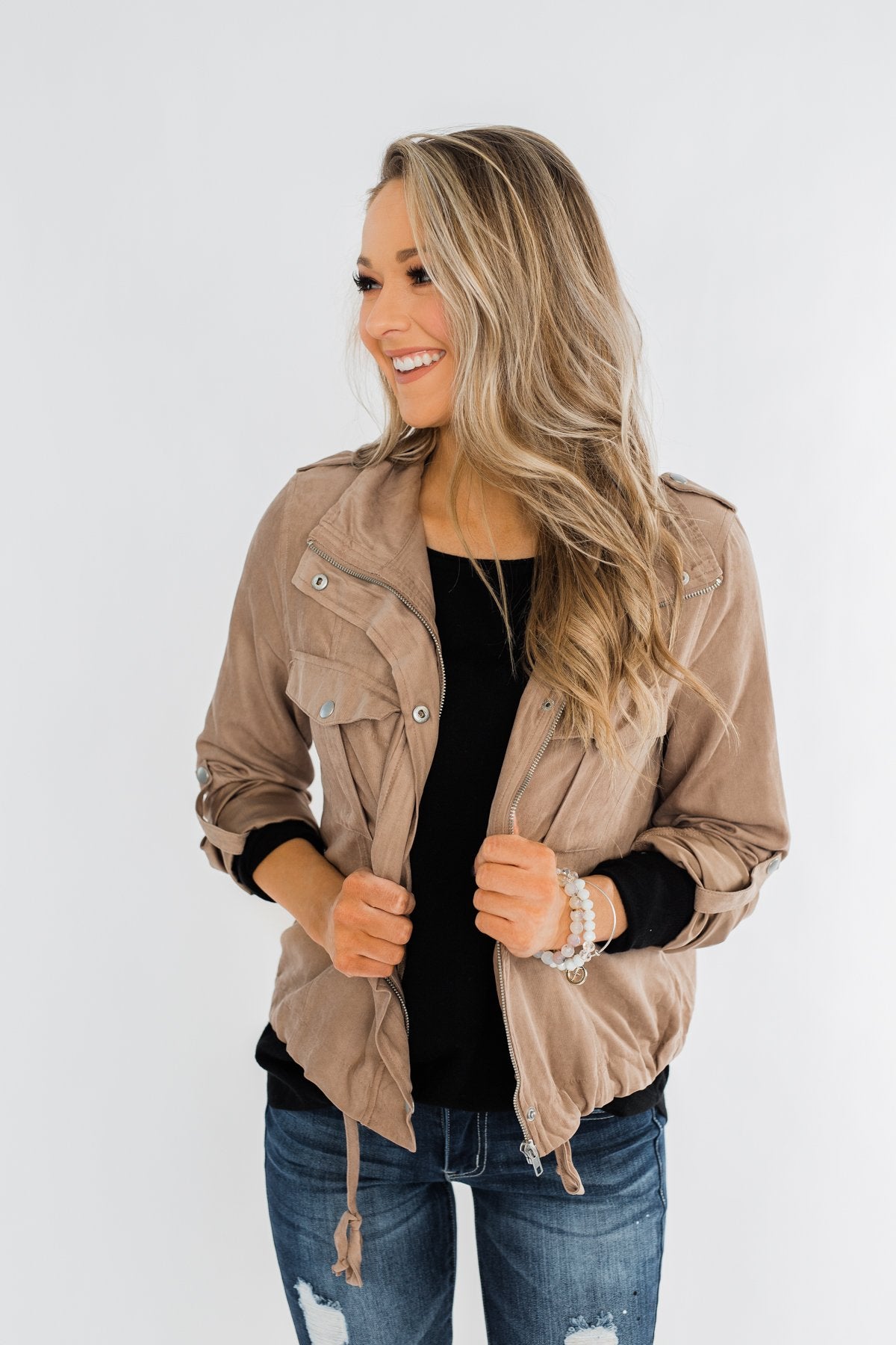 Brisk Morning Lightweight Zip Up Jacket- Mocha