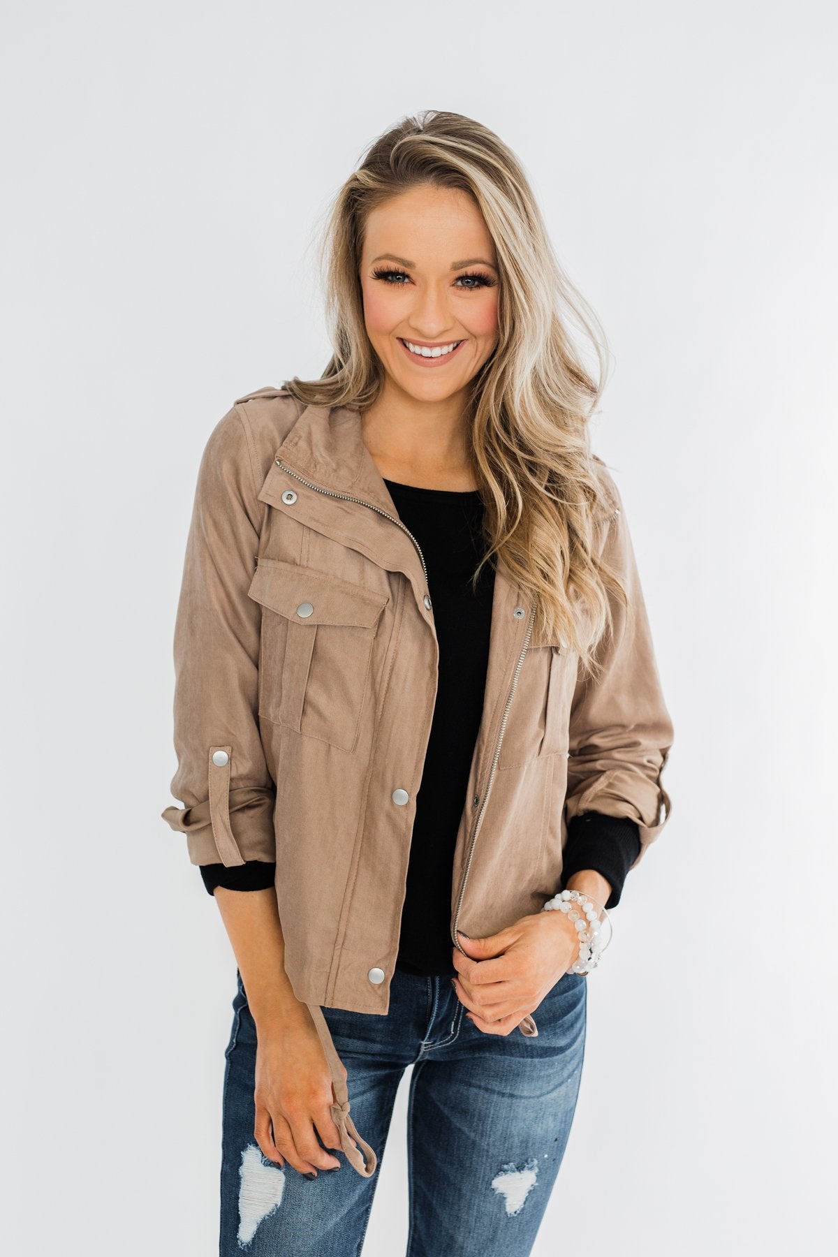 Brisk Morning Lightweight Zip Up Jacket- Mocha