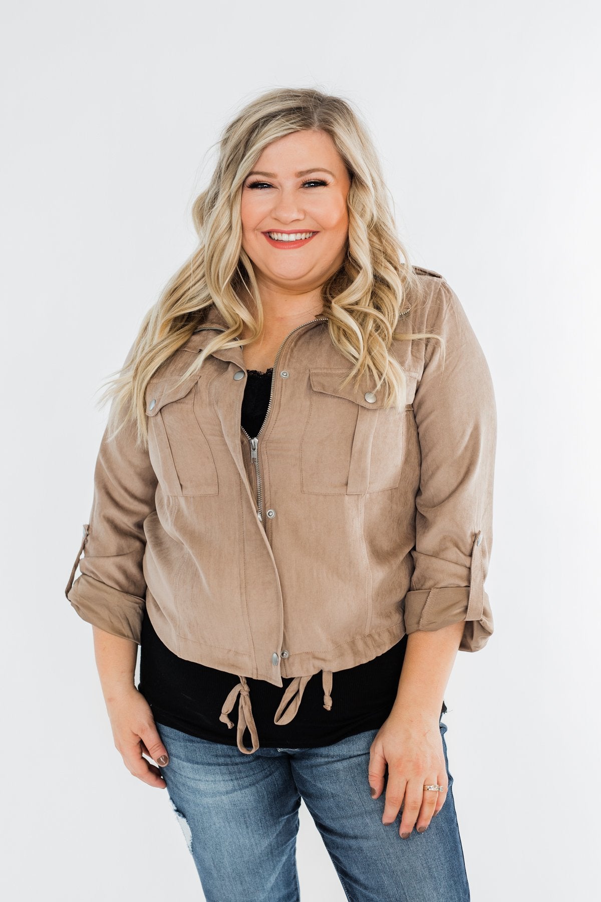 Brisk Morning Lightweight Zip Up Jacket- Mocha