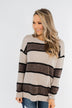 Oh So Soft Striped Knit Sweater- Mocha