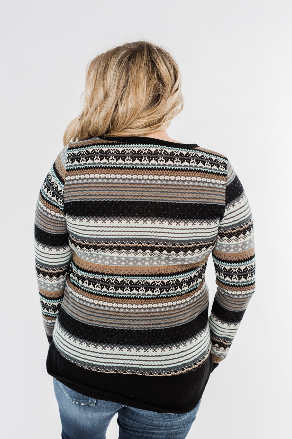 Simply Beautiful Pullover Top- Black & Mint