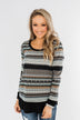 Simply Beautiful Pullover Top- Black & Mint