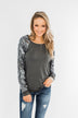Caught My Eye Sequin Top- Charcoal