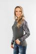 Caught My Eye Sequin Top- Charcoal