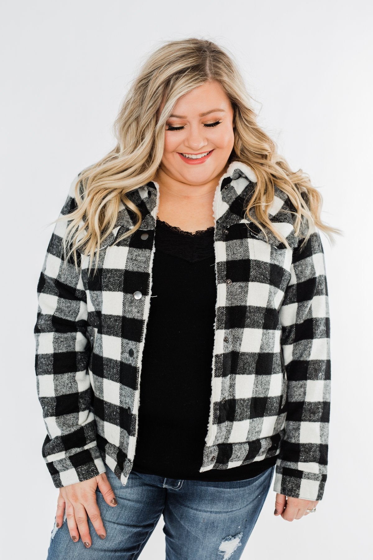 Warm All Winter Lined Jacket- White Buffalo Plaid