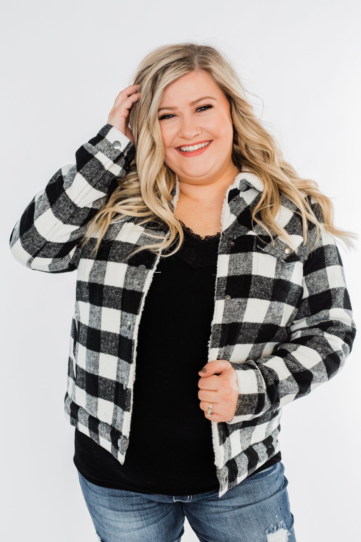 Warm All Winter Lined Jacket- White Buffalo Plaid