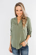 In My Sight V-Neck Pocket Top- Olive