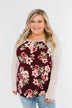 Everything You Need Floral Striped Top- Maroon & Ivory