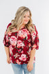 The Way To My Heart Floral Button Top- Burgundy