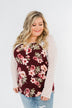 Everything You Need Floral Striped Top- Maroon & Ivory
