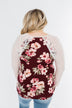 Everything You Need Floral Striped Top- Maroon & Ivory