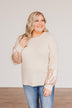 Ready To Sparkle Long Sleeve Top- Taupe