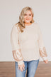Ready To Sparkle Long Sleeve Top- Taupe