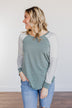 On My Wish List Striped Raglan Top- Olive