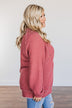 Love Once Lost Raw Hem Long Sleeve Top- Red