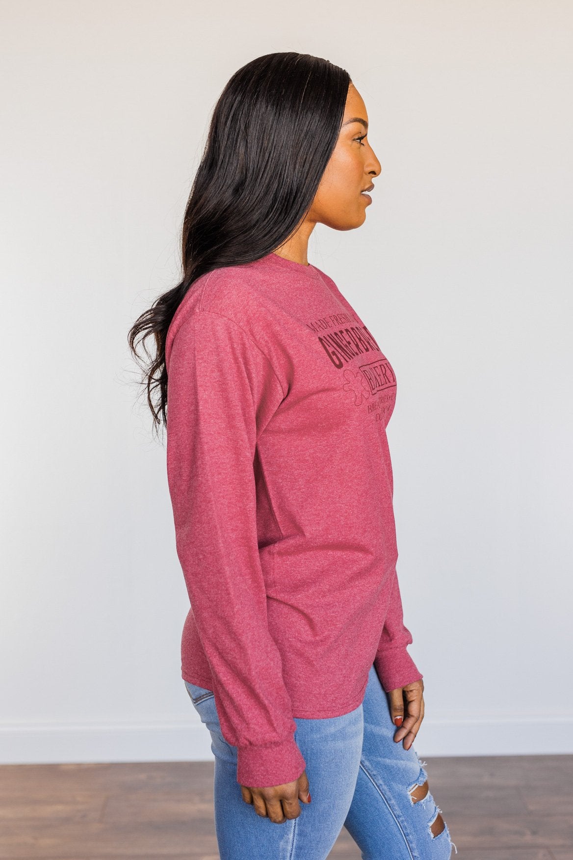 "Gingerbread Bakery" Graphic Long Sleeve Top- Red