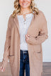 Be There Soon Hooded Knit Cardigan- Dark Beige