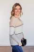 Cheering You On Color Block Sweater- Oatmeal