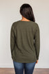 Done Hesitating Button Long Sleeve Top- Dark Olive