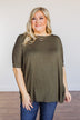 Comfy As Can Be Short Sleeve Top- Dark Olive