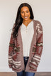 Hard to Forget Aztec Cardigan- Mocha
