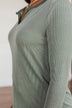 Tied For Love Ribbed Long Sleeve Top- Olive