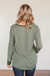 Tied For Love Ribbed Long Sleeve Top- Olive