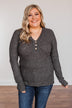 Pure Hearts Button Babydoll Top- Charcoal