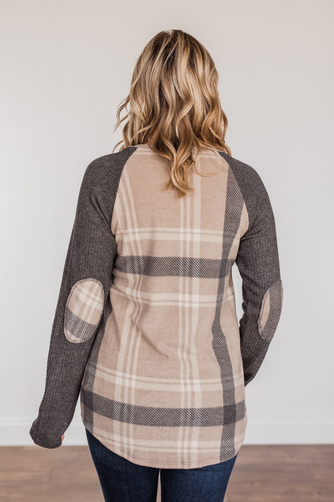 Decadent Days Long Sleeve Top- Taupe & Charcoal