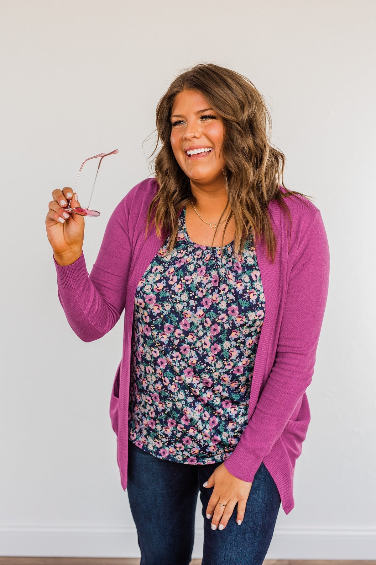 Essential Cardigan- Magenta
