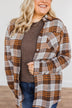 Falling For Your Smile Plaid Flannel- Grey & Brown