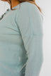 Happy Harvest Waffle Knit Button Top- Light Sage