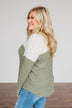 On To Better Things Knit Long Sleeve Top- Olive & Ivory