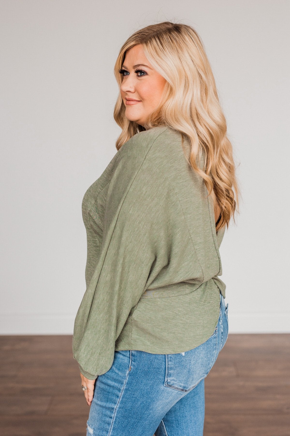 Fashionably Late Dolman Sleeve Top- Olive