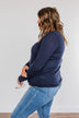 Slowing Things Down Pocket Long Sleeve Top- Navy