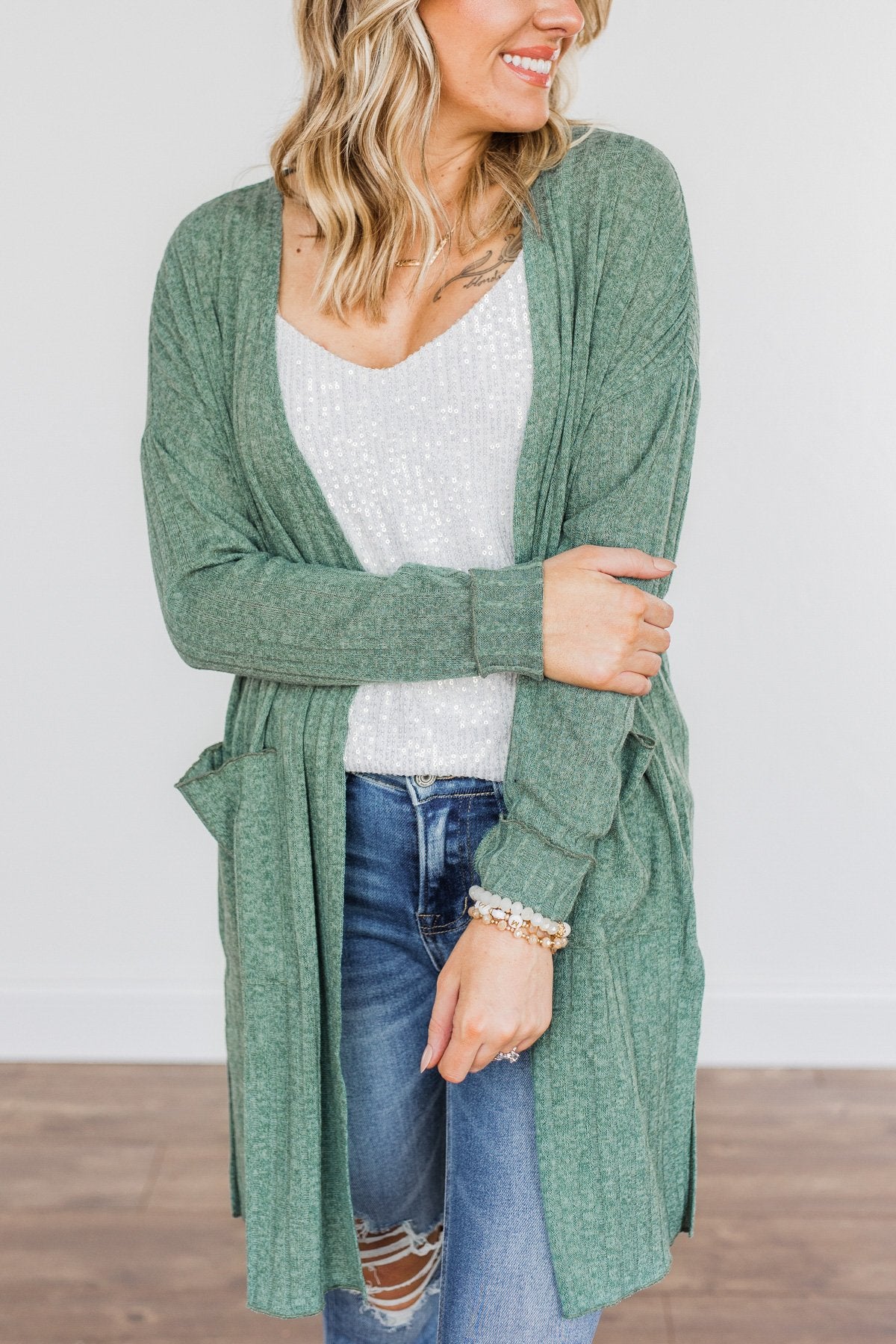 Life As We Know It Knit Cardigan- Sage