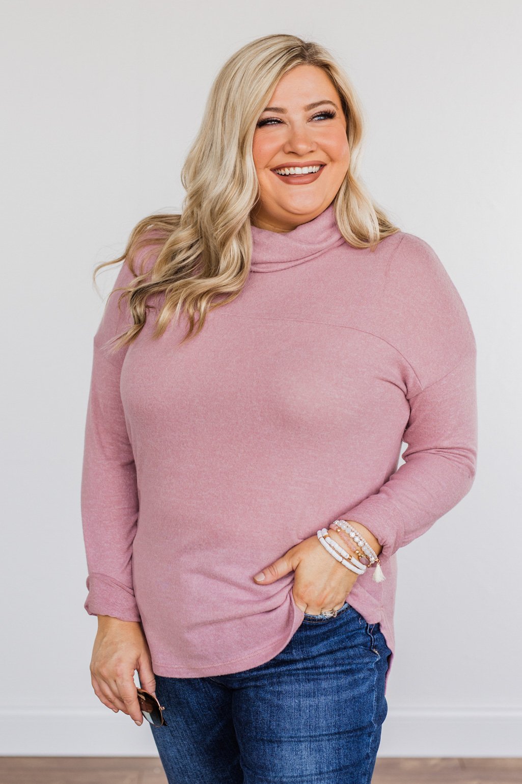 Always Winning Long Sleeve Cowl Neck Top- Orchid