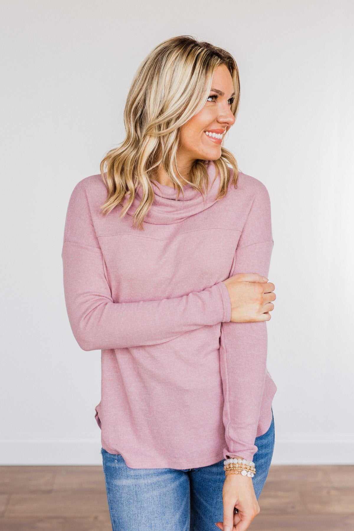 Always Winning Long Sleeve Cowl Neck Top- Orchid