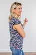 Dance Through The Petals Floral Top- Navy