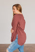 Simple & Cute Long Sleeve Top- Burgundy