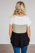 Step Aside Short Sleeve Color Block Top- Olive