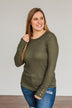 Better Than Ever Long Sleeve Knit Top- Dark Olive