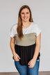 Step Aside Short Sleeve Color Block Top- Olive
