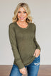 Better Than Ever Long Sleeve Knit Top- Dark Olive