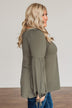 Charming Adventure Long Sleeve Top- Olive