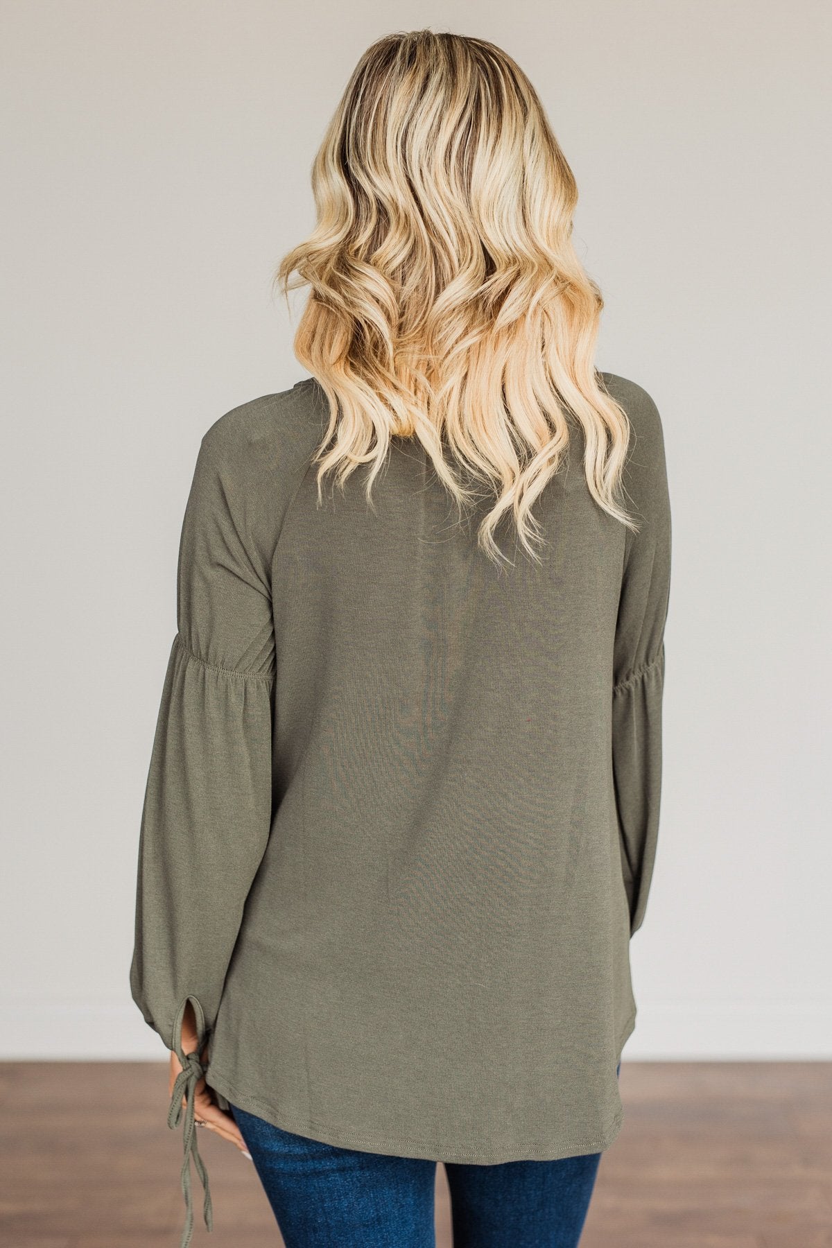 Charming Adventure Long Sleeve Top- Olive